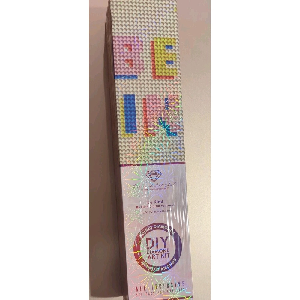 Diamond Art Club DIY Diamond Art Kit BE KIND Round Diamonds 5" x 5" NEW, SEALED!